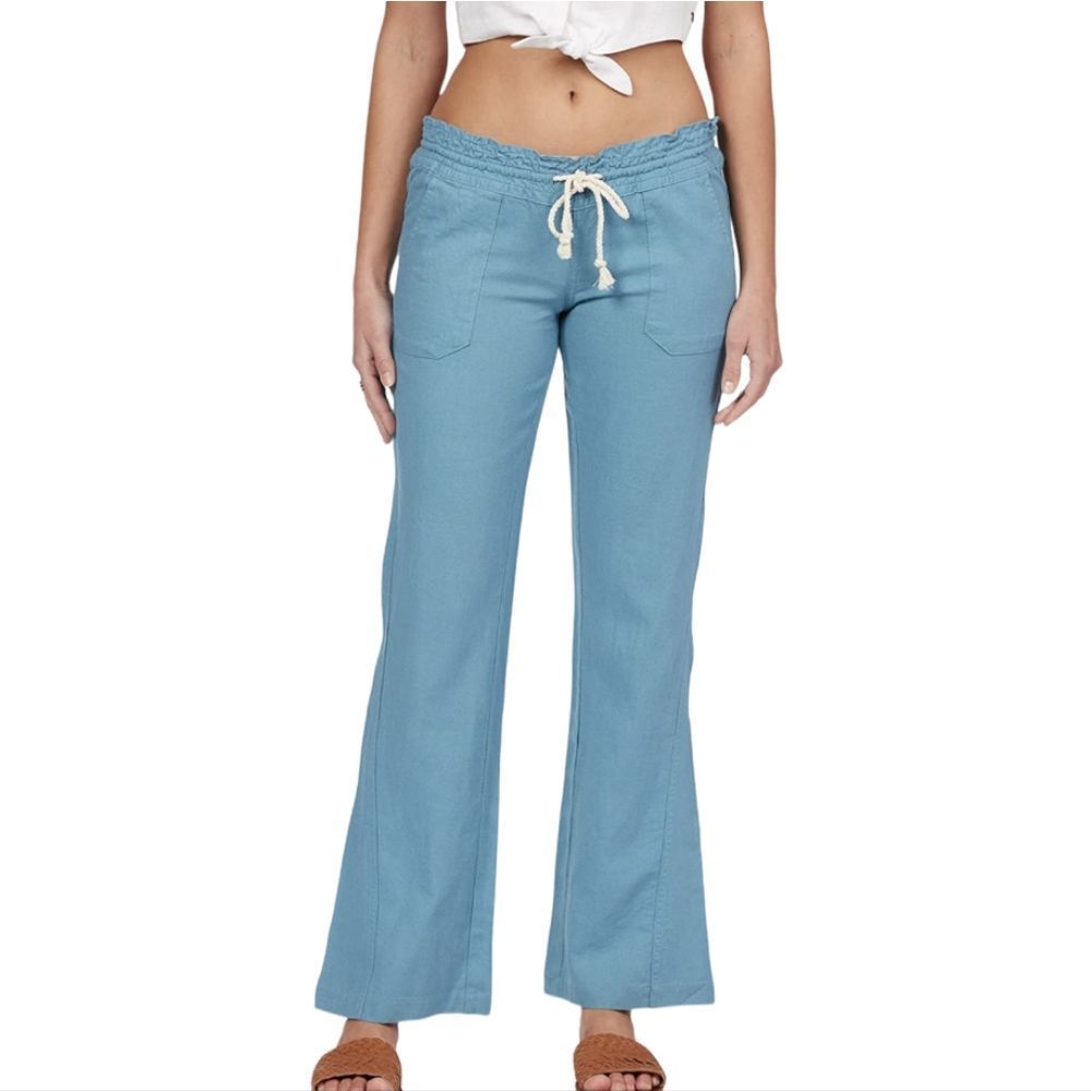 Roxy Linen Pants Size Large Blue Pants